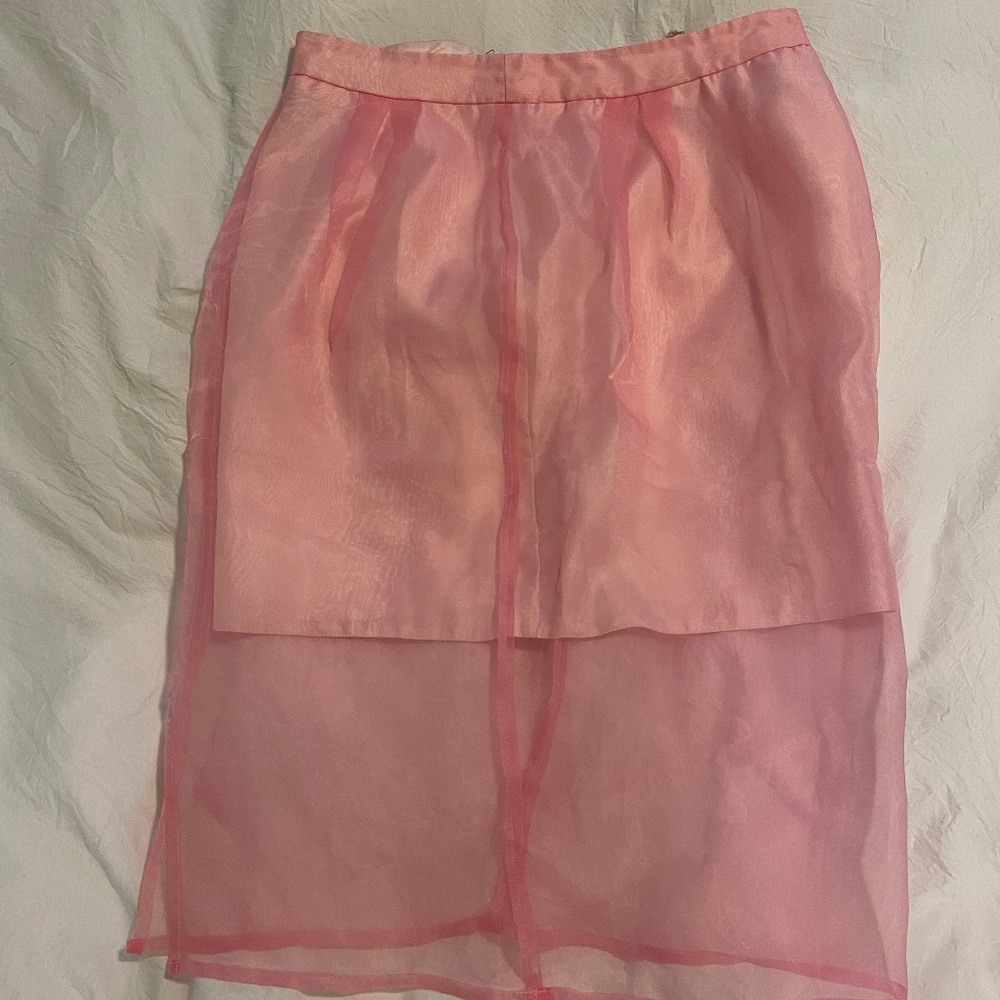 Pink skirt with sheer overlay